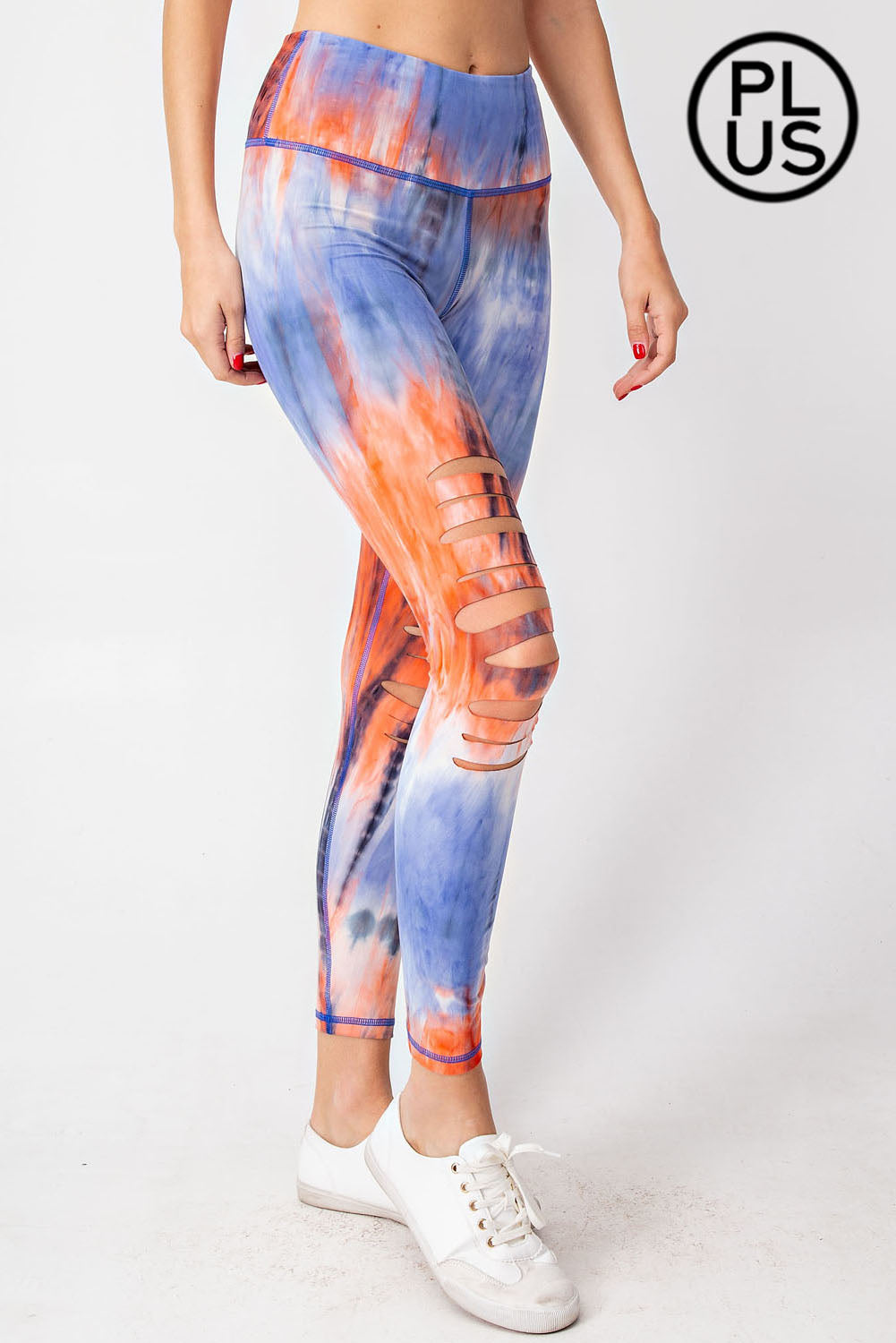 Plus Size Tie Dye Laser cut Leggings