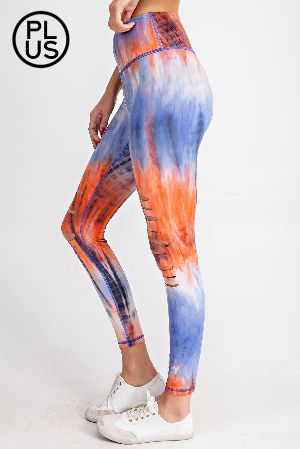 Plus Size Tie Dye Laser cut Leggings