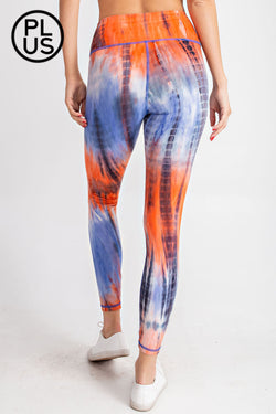 Plus Size Tie Dye Laser cut Leggings