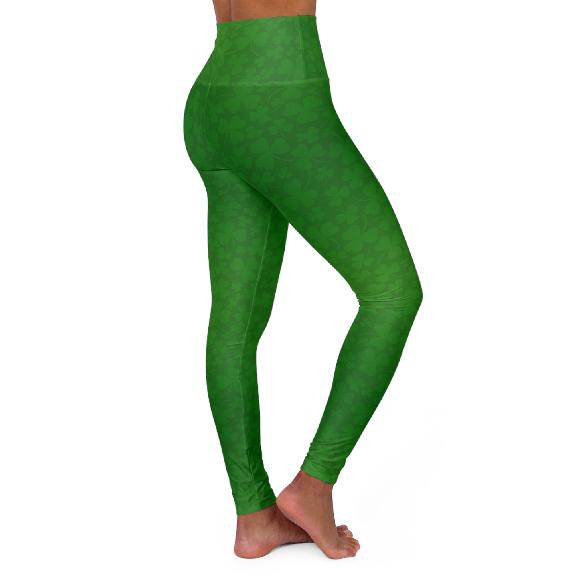 St Patrick's Day 4 Leaf Clover Print Yoga Leggings