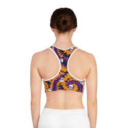 Groovy Tie Dye Skulls Sports Bra