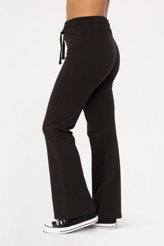 Mono B Drawstring Flared Pants in Black