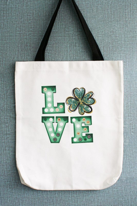 Love Stack Shamrock St Patrick's Day Tote Bag