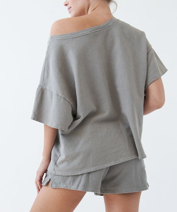 FABINA - Eco-Friendly Garment Dye Oversized Crop Top