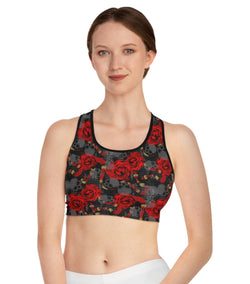 SHE REBEL - Skulls & Roses Sports Bra