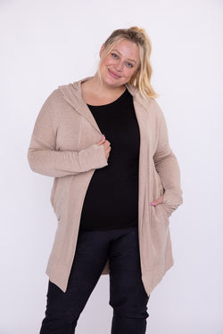 Longline Hooded Cardigan with Pockets | Plus Size