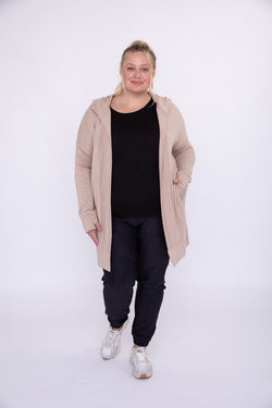 Longline Hooded Cardigan with Pockets | Plus Size