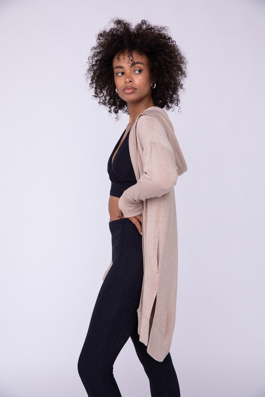 MONO B- Longline Hooded Cardigan with Pockets