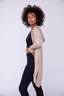 MONO B- Longline Hooded Cardigan with Pockets