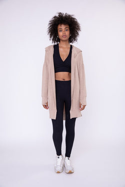 MONO B- Longline Hooded Cardigan with Pockets