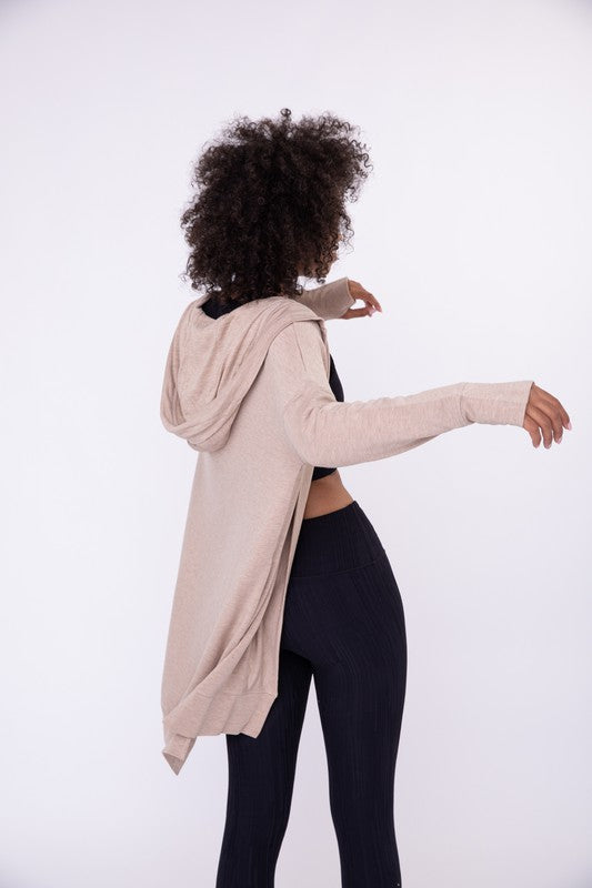 MONO B- Longline Hooded Cardigan with Pockets