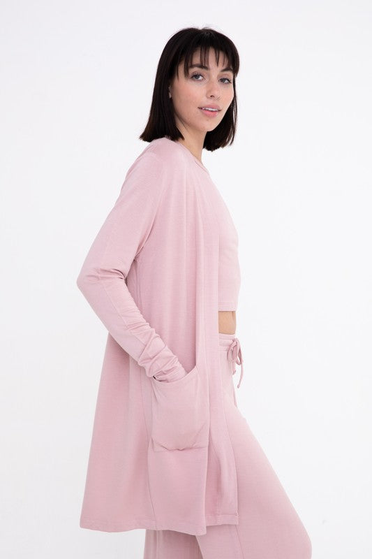 MONO B - Lounge Open-Front Terry Cardigan | Available in 2 Colors