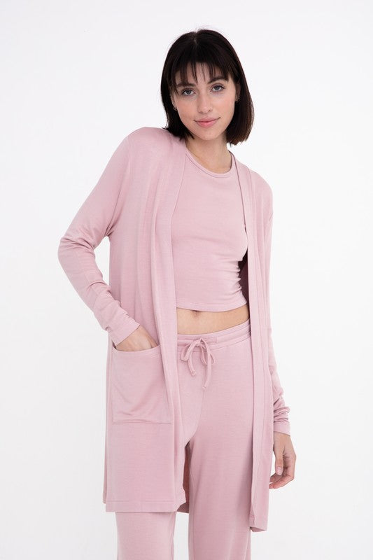 MONO B - Lounge Open-Front Terry Cardigan | Available in 2 Colors