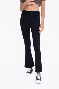 MONO B - Ribbed Flare High-Waist Leggings