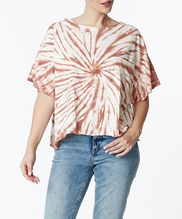 FABINA - Twist Cotton Tie Dye Crop Top Tee