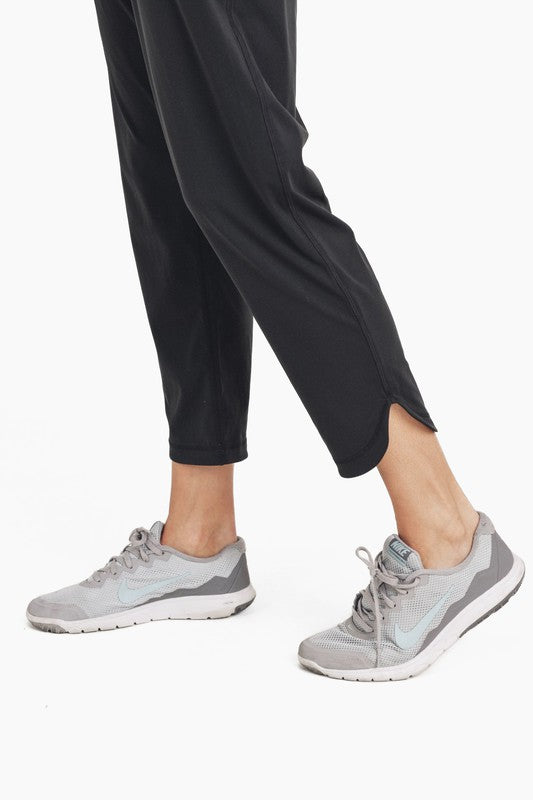 MONO B - Athleisure Joggers with Curved Notch Hem