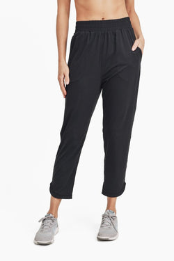 MONO B - Athleisure Joggers with Curved Notch Hem