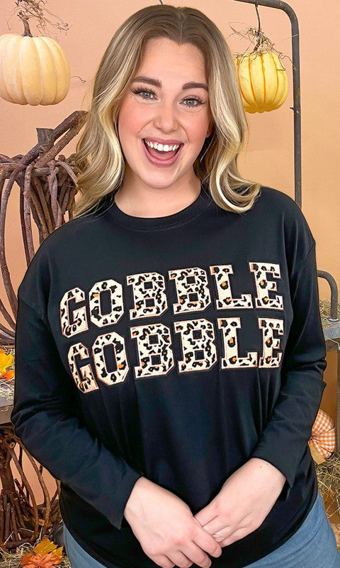 Leopard Ideal Chenille Gobble Gobble Boyfriend T-Shirt