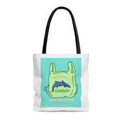 No Plastic Bags Save The Ocean & Planet Shopper Tote Bag