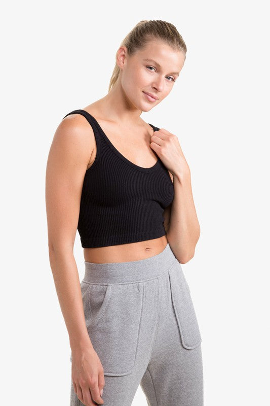 MONO B - Ribbed Seamless Cropped Tank Top