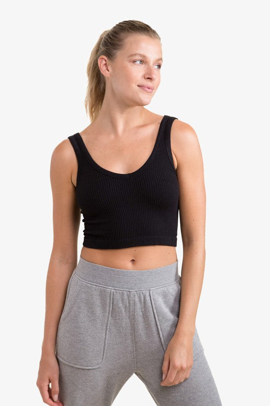 MONO B - Ribbed Seamless Cropped Tank Top