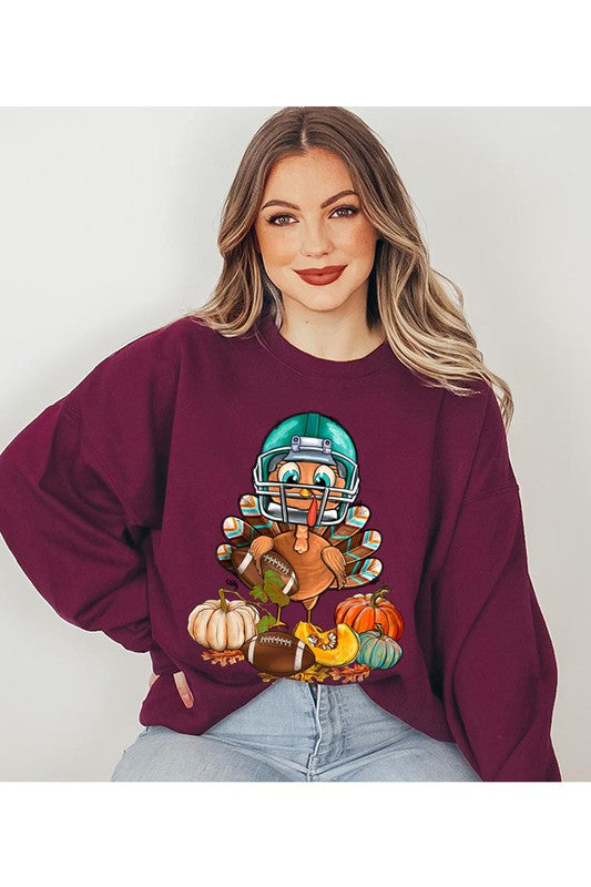 Turkey Thanksgiving Football Unisex Fleece Sweatshirt