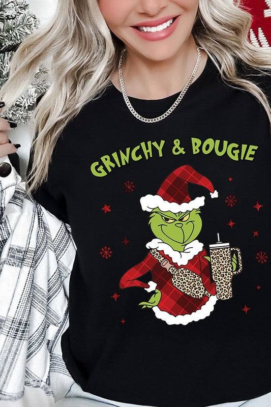 Grinchy and Bougie Unisex Christmas Tee