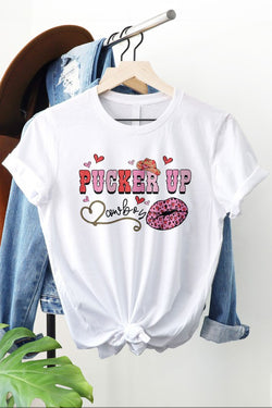 Pucker Up Cowboy Valentine's Day Graphic Tee