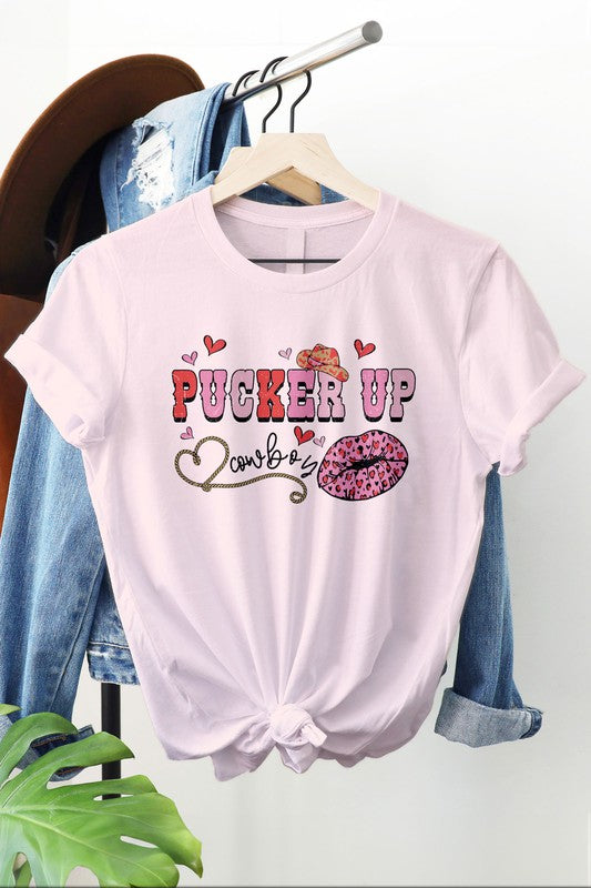 Pucker Up Cowboy Valentine's Day Graphic Tee