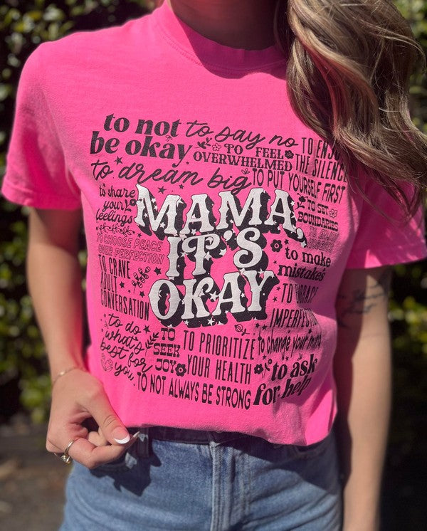 Mama It's Okay Tee - Neon Pink | Plus Size