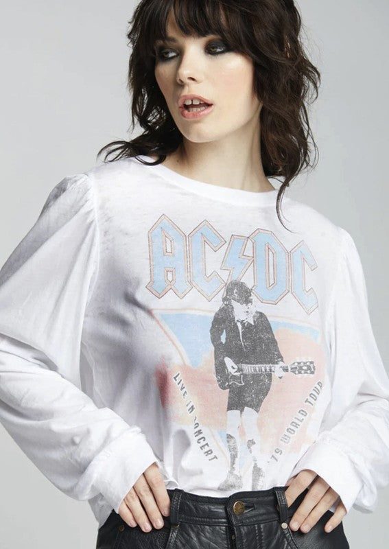 AC/DC 1979 World Tour Puff Sleeve Top