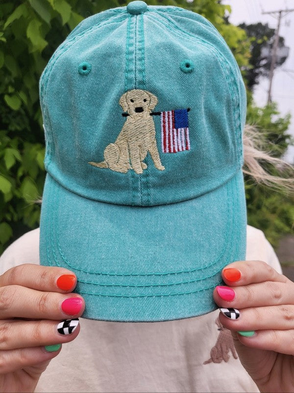 USA Patriotic Dog Embroidered Hat