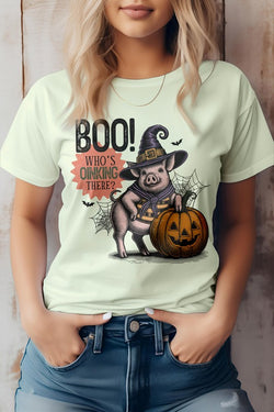 Boo Who's Oinking There Halloween Graphic Tee