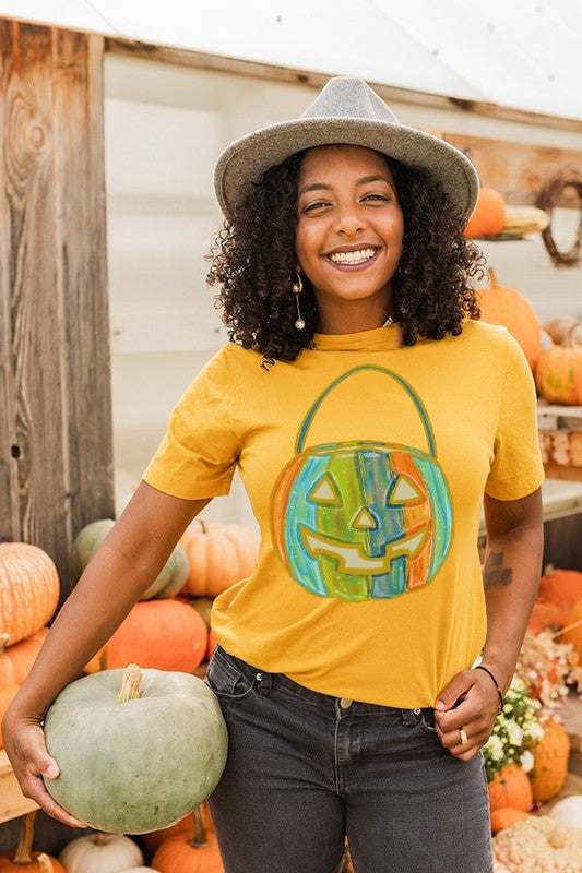 Halloween Orange Green Jacko Lantern Tee