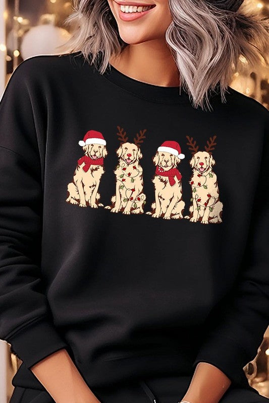 Christmas Dogs Graphic Fleece Sweatshirt