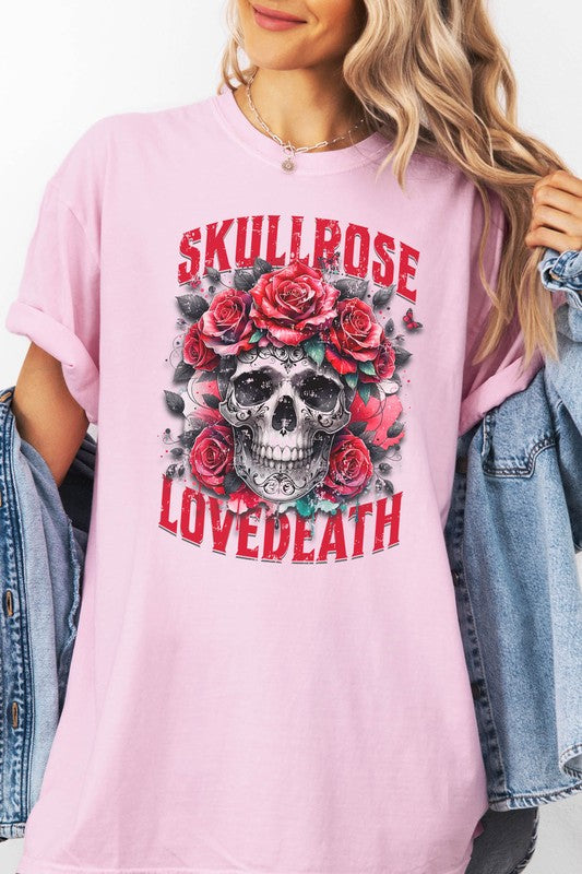 Skull Rose Design Halloween, Garment Dye Tee