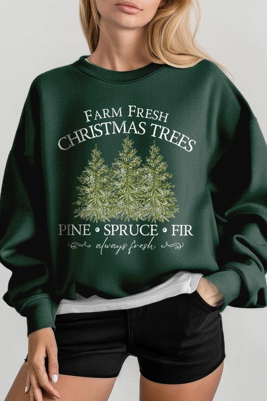 Farm Fresh Christmas Trees Graphic Sweatshirt