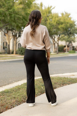 Crossover Bootcut Leggings with Pockets