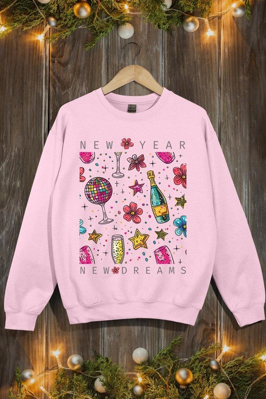 New Year New Dreams Graphic Fleece Sweatshirt