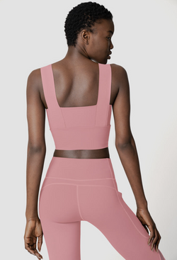 Dusty Pink Longline Sleek Padded Sports Bra