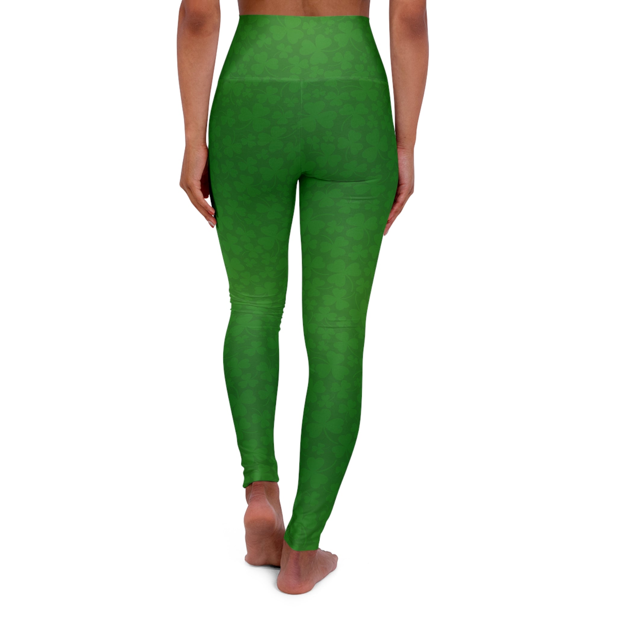 St Patrick's Day 4 Leaf Clover Print Yoga Leggings