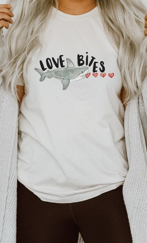 Love Bites Heart Eating Shark Tee