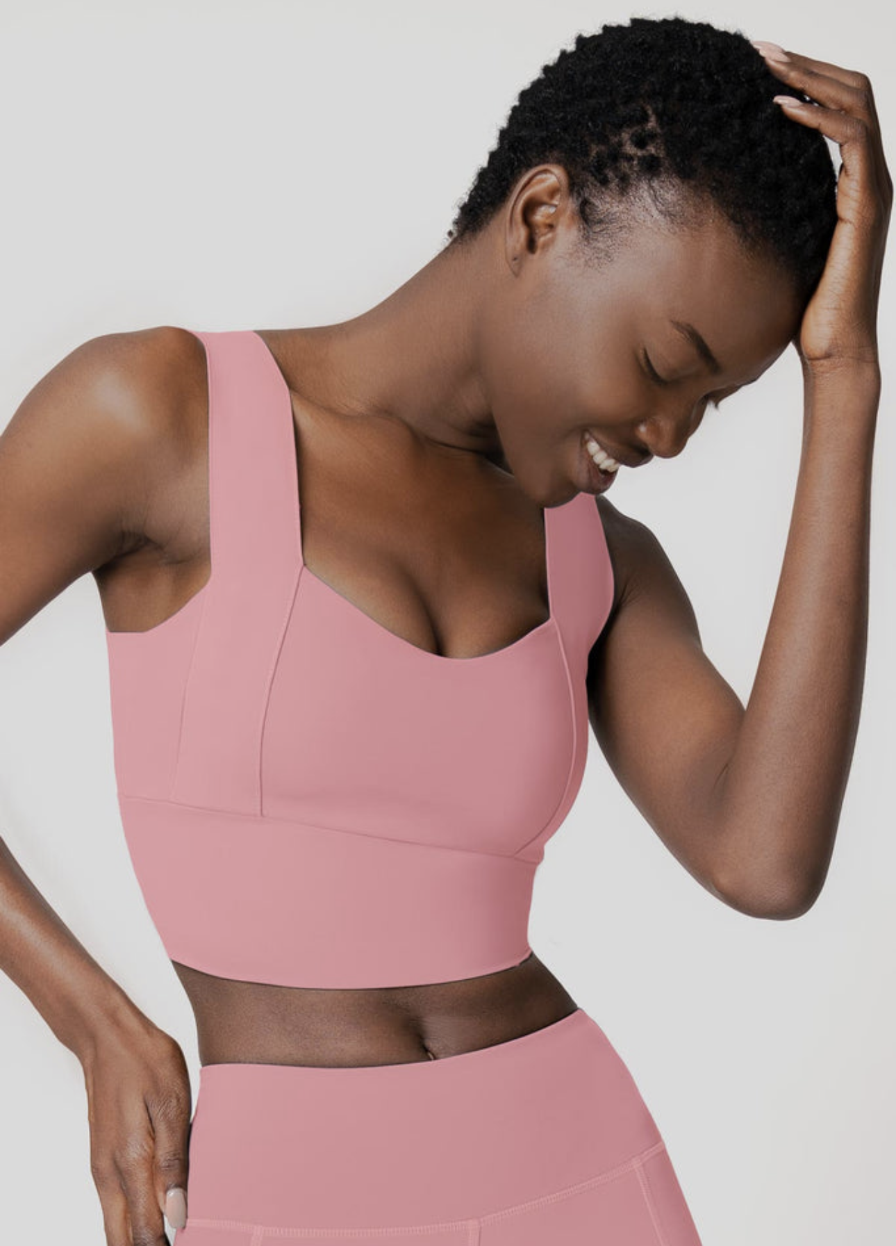 Dusty Pink Longline Sleek Padded Sports Bra