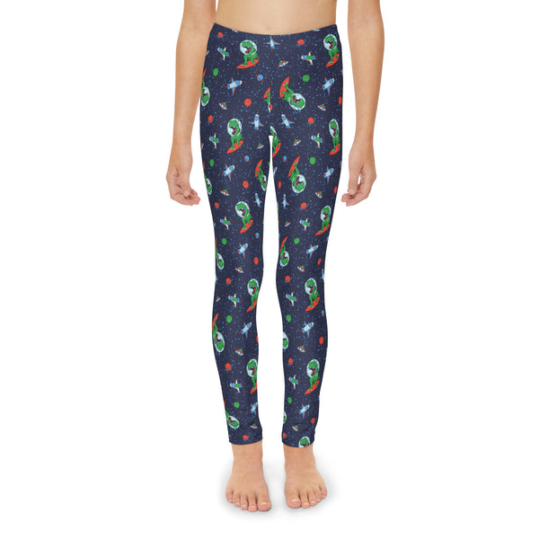 SHE REBEL - Space Dinosaur Girls' Leggings (Ages 18 M - 12 Years)