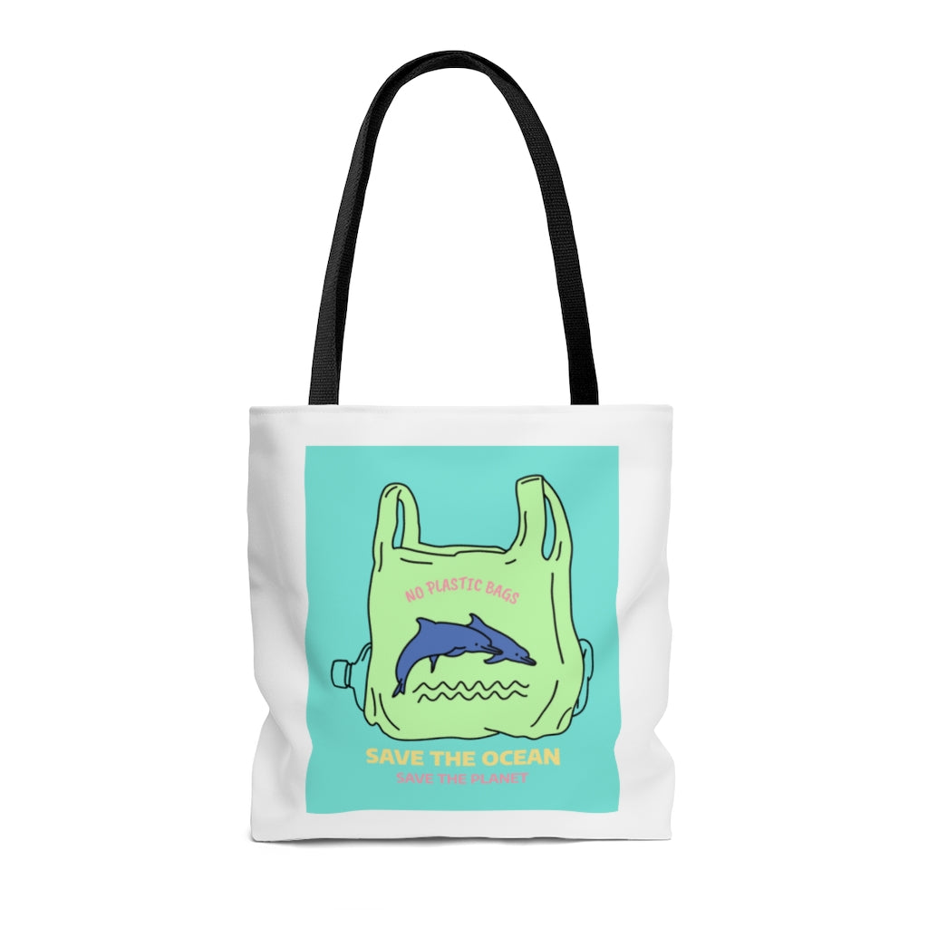 No Plastic Bags Save The Ocean & Planet Shopper Tote Bag