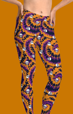 Groovy Tie Dye Skull Leggings