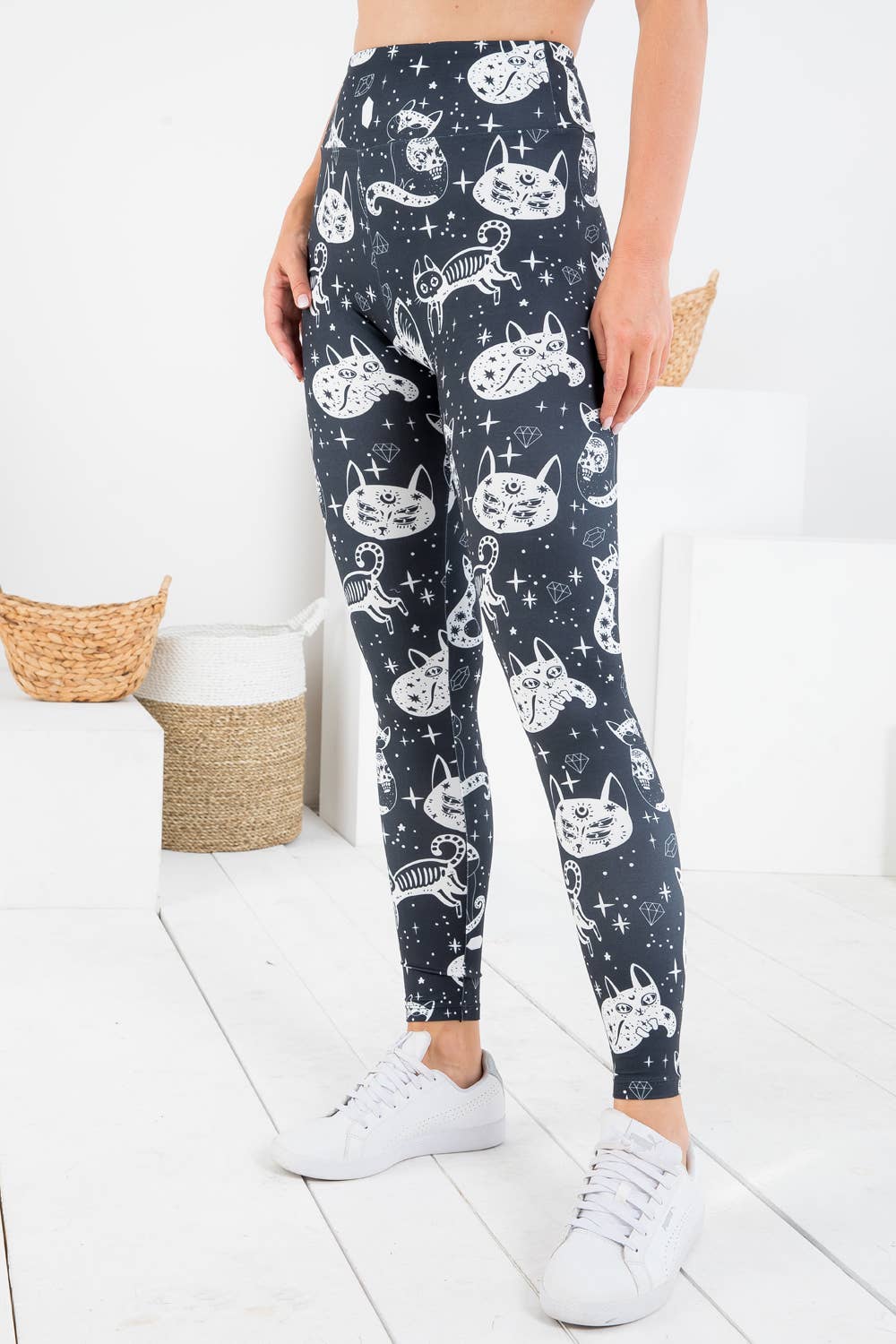 Cat With Crystal Print Leggings