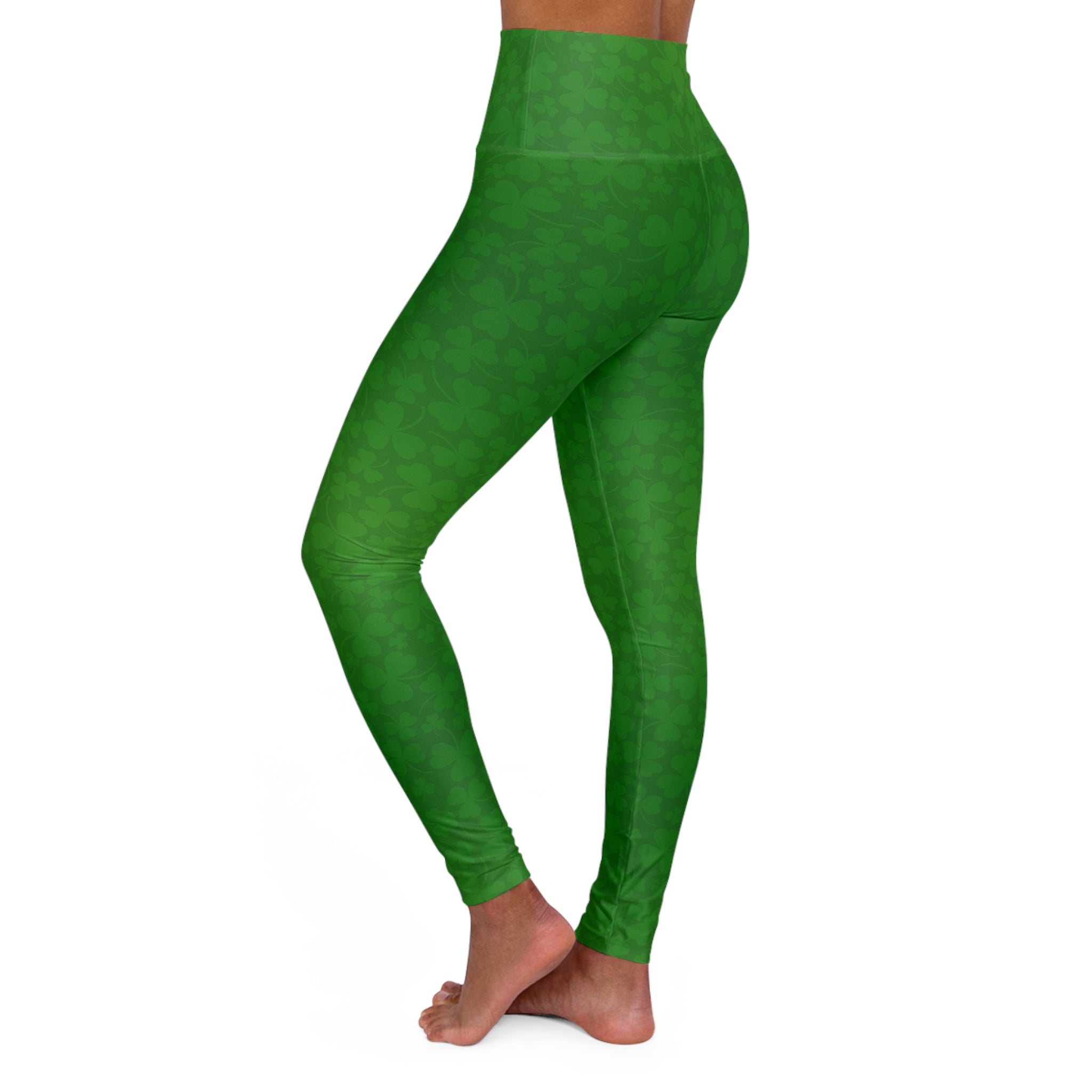 St Patrick's Day 4 Leaf Clover Print Yoga Leggings