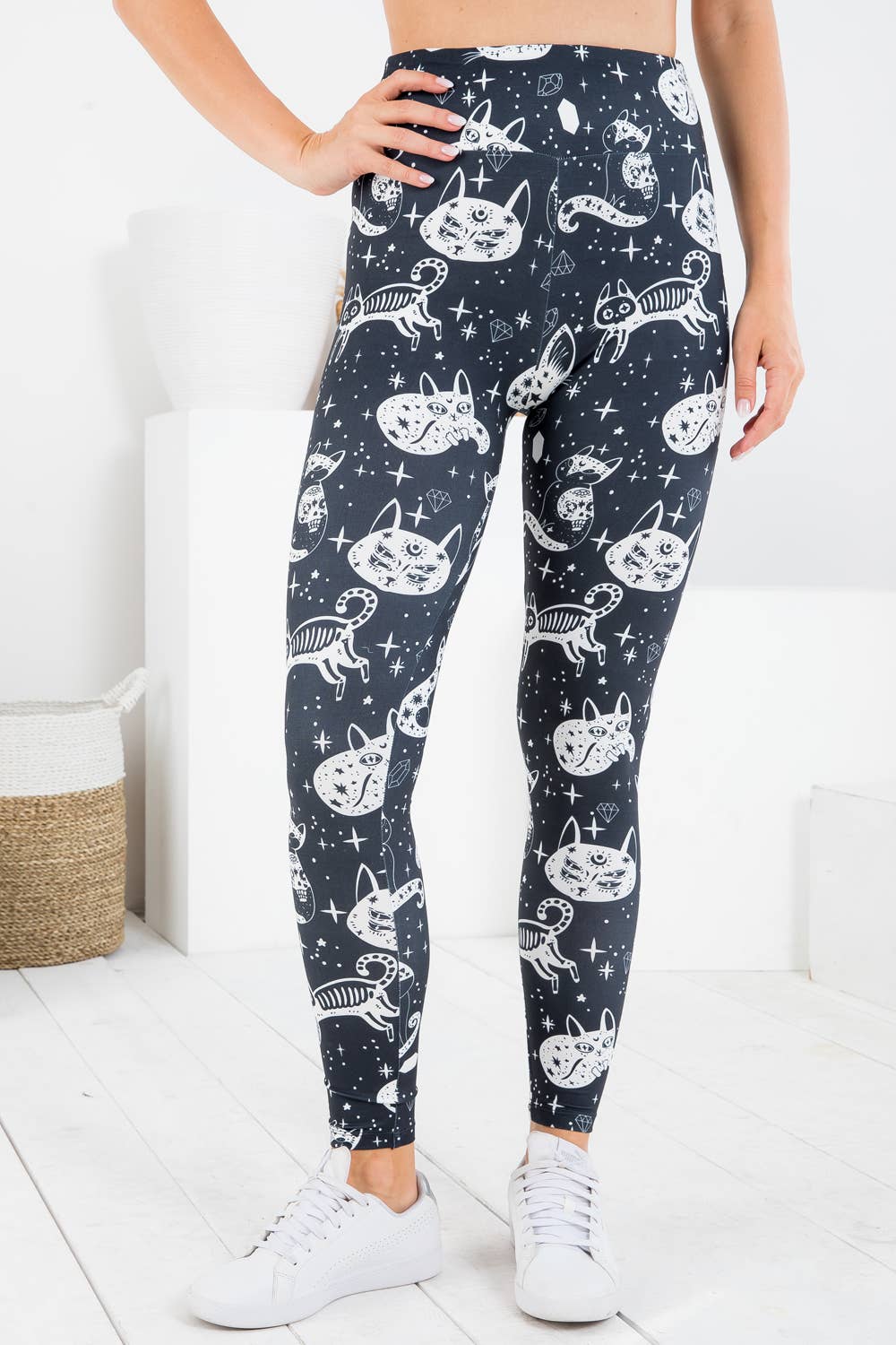 Cat With Crystal Print Leggings