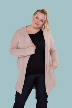 Longline Hooded Cardigan with Pockets | Plus Size